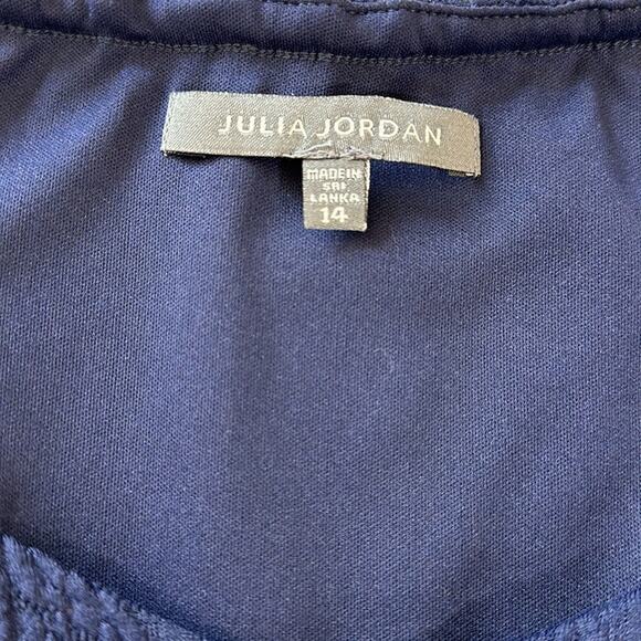 Julia Jordan Sweetheart Neck Long Sleeve Knit Dress Navy Blue Textured Size 14 - Picture 11 of 16